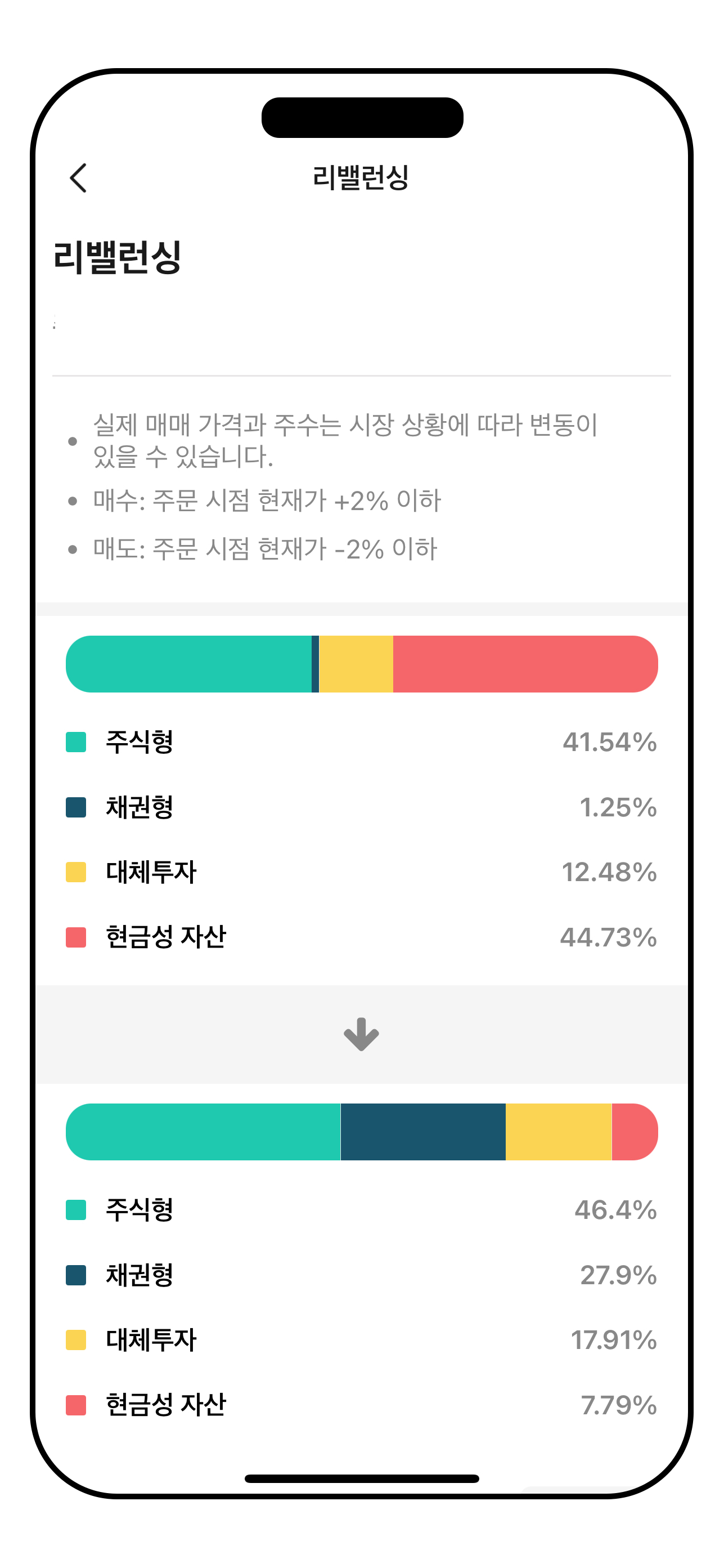 리밸런싱 화면